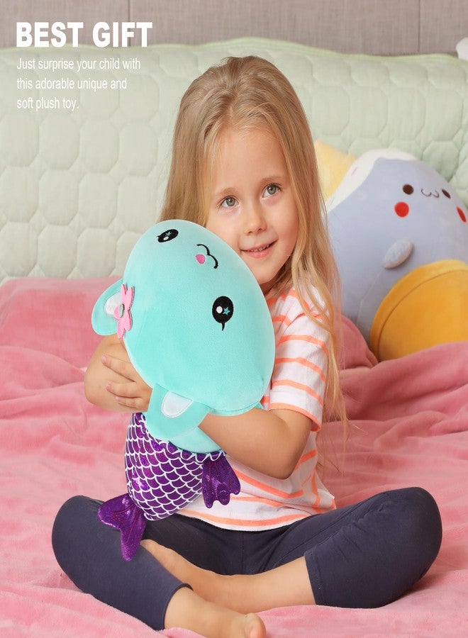 Onsoyours Cute Kitten Mermaid Plush Toy Stuffed Animal Kitty Soft Mermaid Cat Plush Pillow for Kids (Blue Cat Mermaid, 12") - Image 5